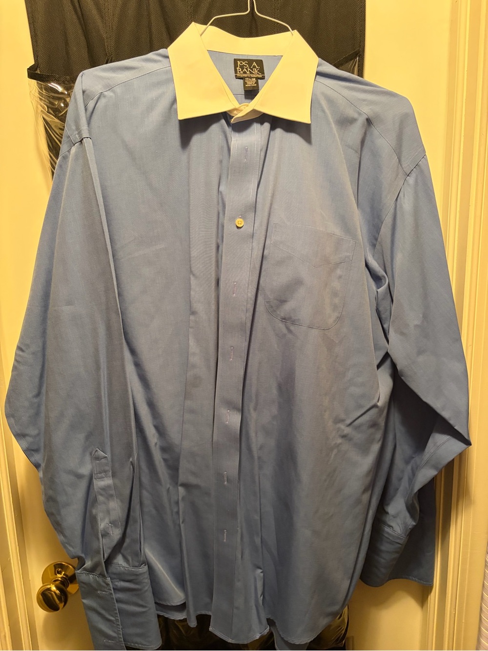 Jos. A. Bank Light Blue Dress Shirt with Cream Contrast Collar